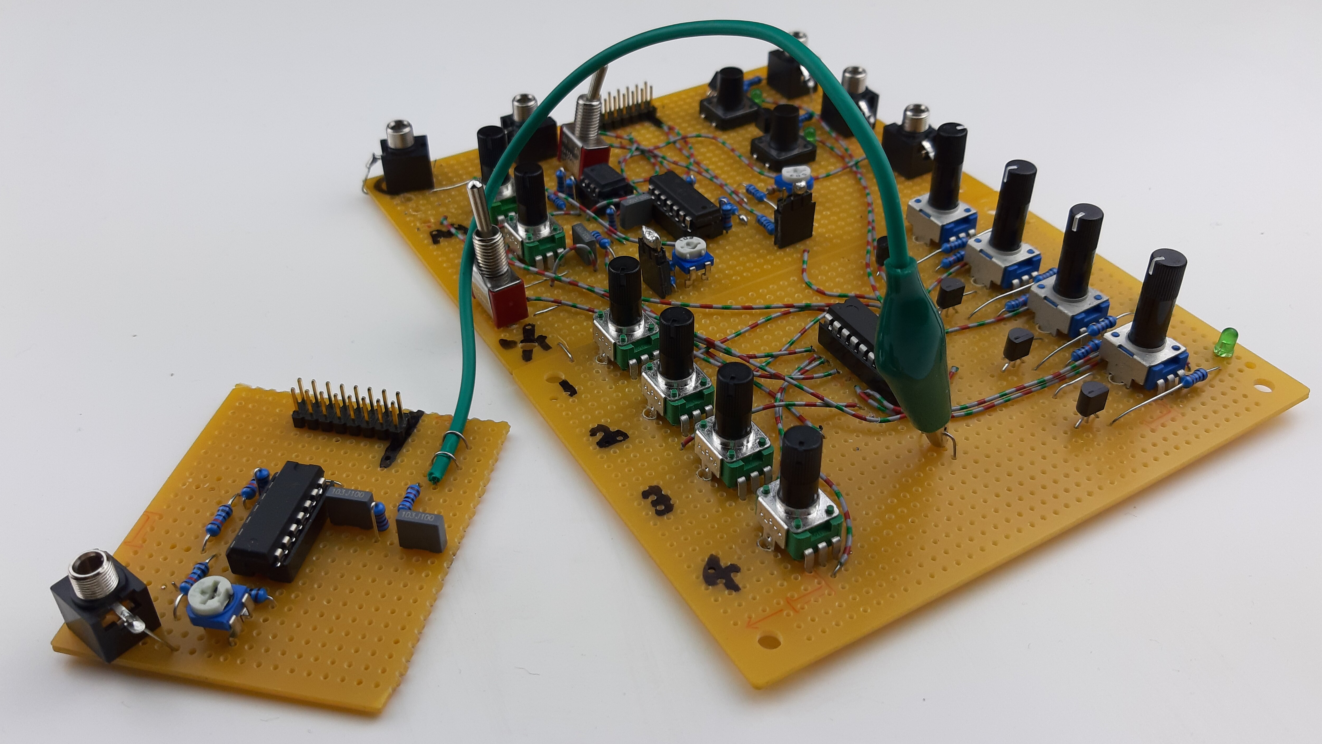Hand made prototype for the Frequency Central Little Melody sythesiser module.
