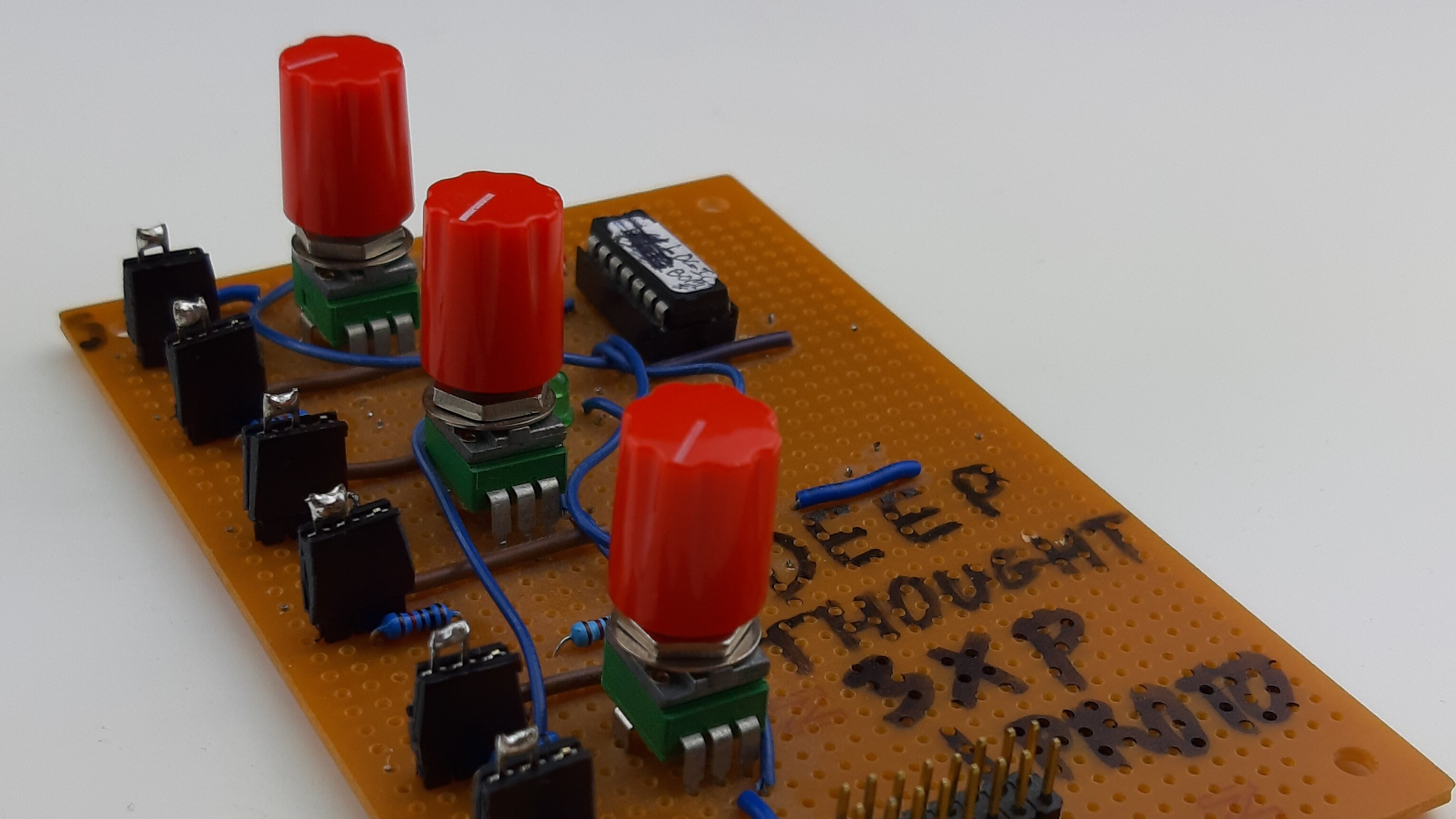 Hand made prototype for the Frequency Central Logic Bomb sythesiser module.